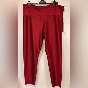 Athleta Elation Shine Tight leggings Decadent Red Smooth Look High Waist Size 3X